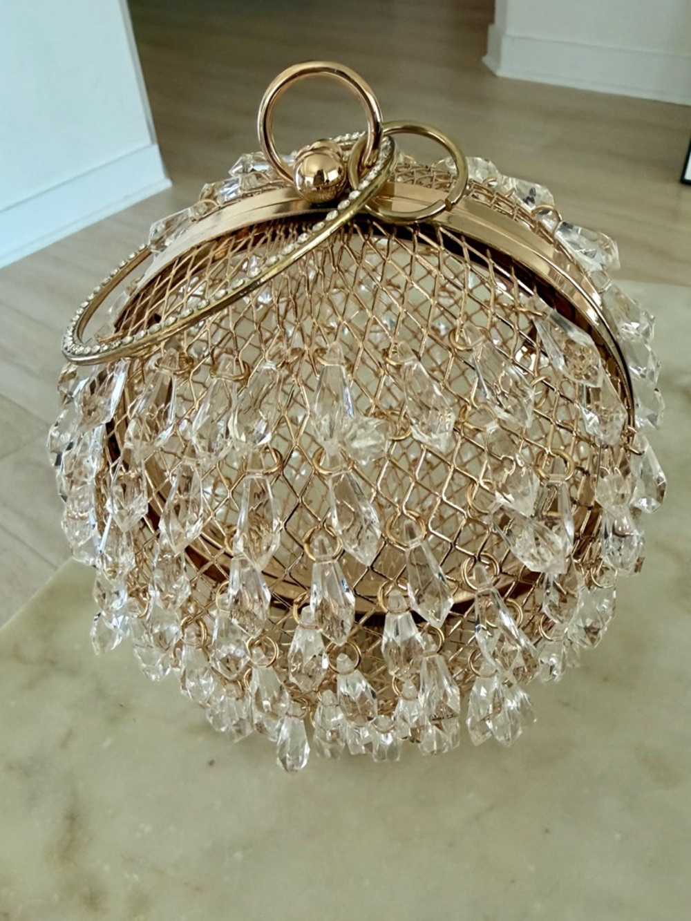 Gold Crystal Beaded Evening Clutch